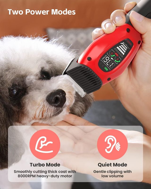 Photo 4 of DOG CARE Smart Dog Clippers, Cordless Dog Grooming Clipper Kit with Heatproof Blades, LED Display, 3 Speeds, Auxiliary Light, Rechargeable Heavy-Duty Professional Pet Hair Trimmer Shaver for Dog Cat
