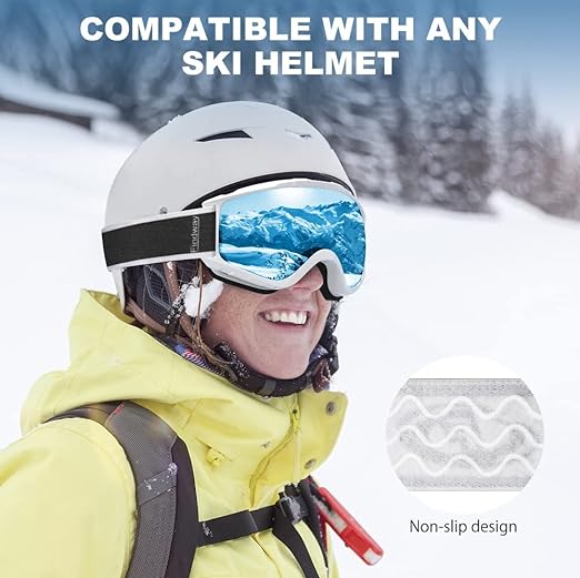 Photo 4 of FINDWAY-  Ski Goggles OTG - Over Glasses Snow/Snowboard Goggles for Men, Women & Youth - 100% UV Protection (WHITE)