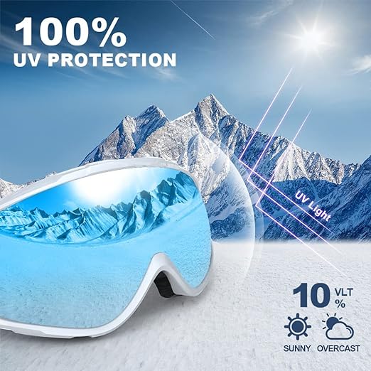 Photo 3 of FINDWAY-  Ski Goggles OTG - Over Glasses Snow/Snowboard Goggles for Men, Women & Youth - 100% UV Protection (WHITE)