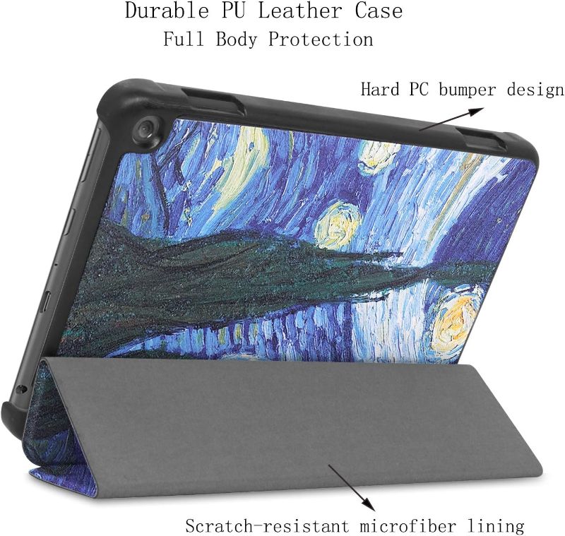 Photo 5 of UUcovers for 8" All-New Kindle Fire HD 8 Tablet 2020 (10th Gen) and Fire HD 8 Plus Case (10th Generation, 2020 Release) Folio Stand PU Leather Trifold Cover with Auto Sleep/Wake,Starry Night Van Gogh
