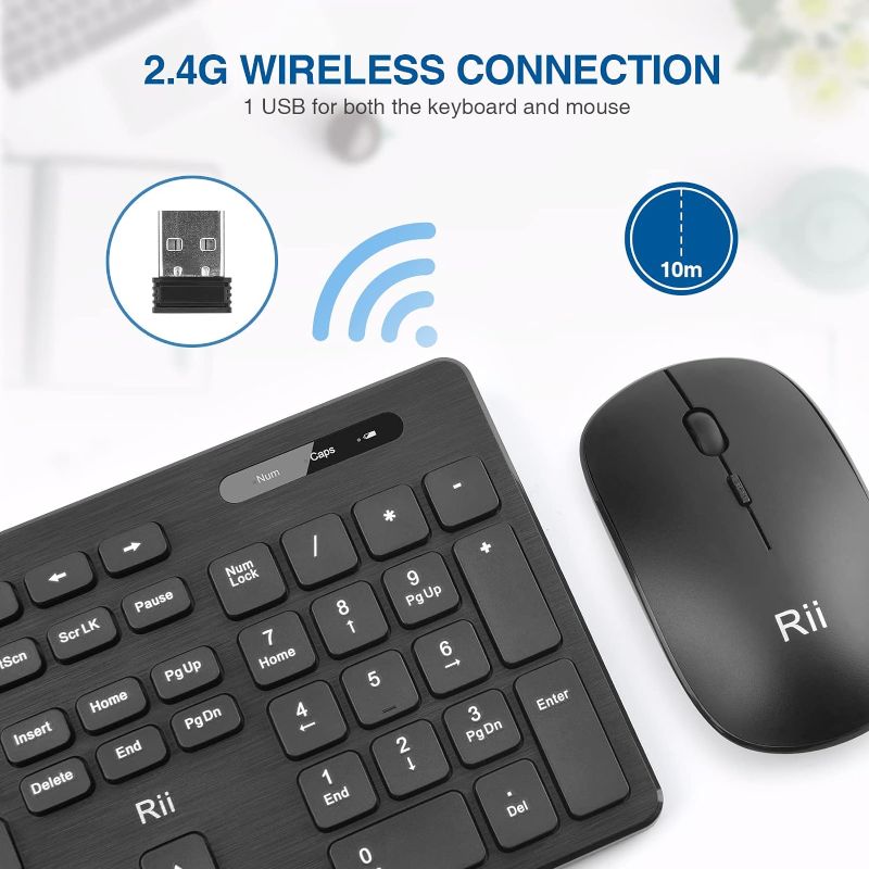 Photo 2 of Wireless Keyboard and Mouse Combo - Rii Standard Office for Windows/Android TV Box/Raspberry Pi/PC/Laptop/PS3/4 (1PACK)

