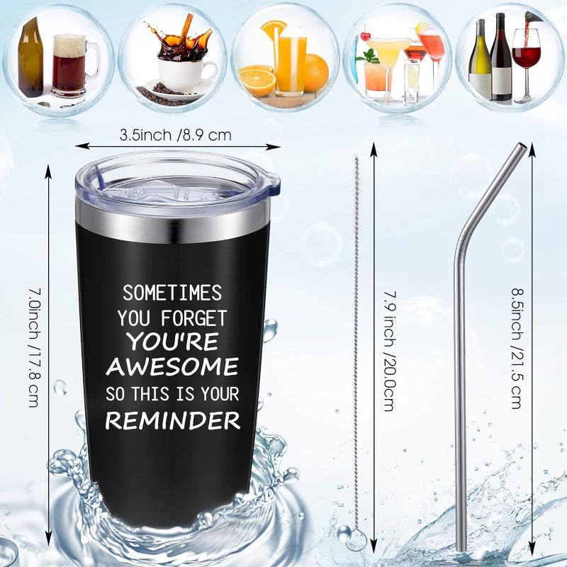 Photo 2 of Thank You Gifts, Sometime You Forget You're Awesome So This Is Your Reminder Tumblers Appreciation Gifts for Women Men Teachers Friends, 20 oz Mug
