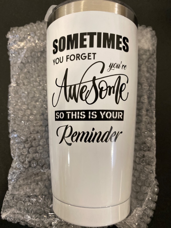 Photo 1 of Thank You Gifts, Sometime You Forget You're Awesome So This Is Your Reminder Tumblers Appreciation Gifts for Women Men Teachers Friends, 20 oz Mug (WHITE)

