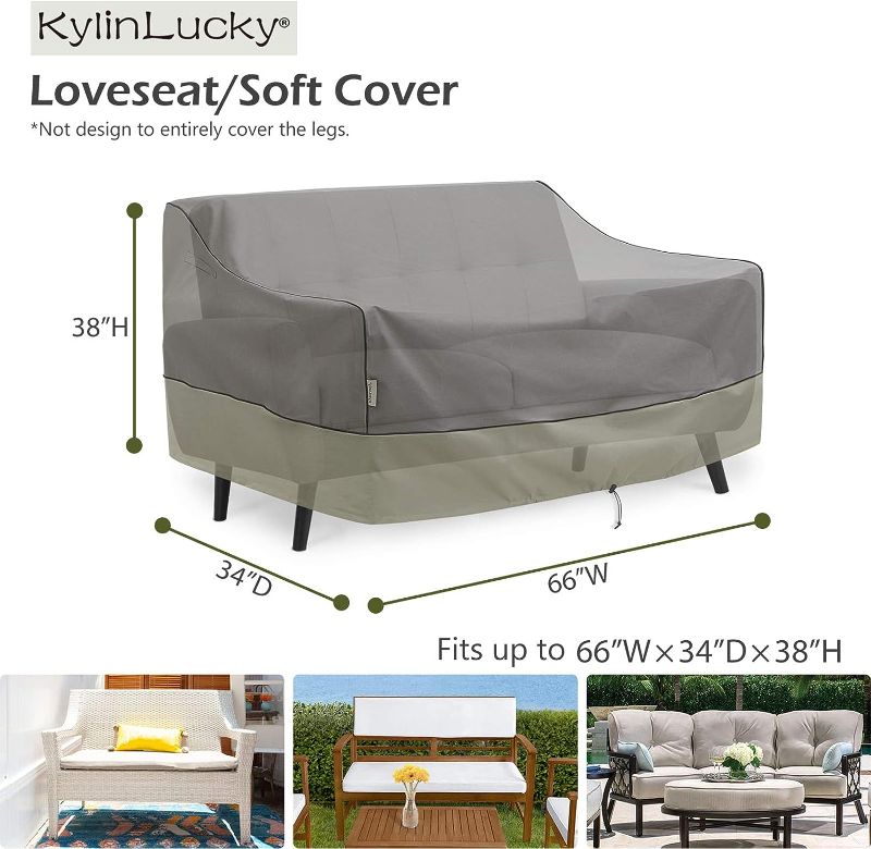 Photo 2 of KylinLucky Outdoor Furniture Covers Waterproof - Patio Loveseat Sofa Covers Fits up to 66 x 34 x 38 inches
