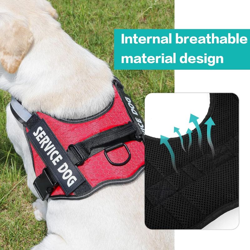 Photo 2 of MUMUPET Service Dog Harness, No Pull Easy On and Off Pet Vest Harness, 3M Reflective Breathable & Easy Adjust Pet Halters with Nylon Handle - No More Tugging or Choking for Small Medium Dogs-, (Size-Medium)
