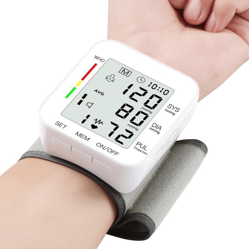 Photo 2 of MMIZOO Wrist Blood Pressure Monitor Bp Monitor Large LCD Display Blood Pressure Machine Adjustable Wrist Cuff 5.31-7.68inch Automatic 99x2 Sets Memory with Carrying Case for Home Use (W1681)
