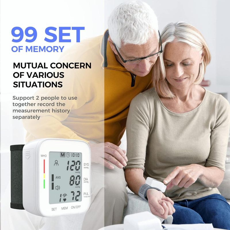 Photo 4 of MMIZOO Wrist Blood Pressure Monitor Bp Monitor Large LCD Display Blood Pressure Machine Adjustable Wrist Cuff 5.31-7.68inch Automatic 99x2 Sets Memory with Carrying Case for Home Use (W1681)
