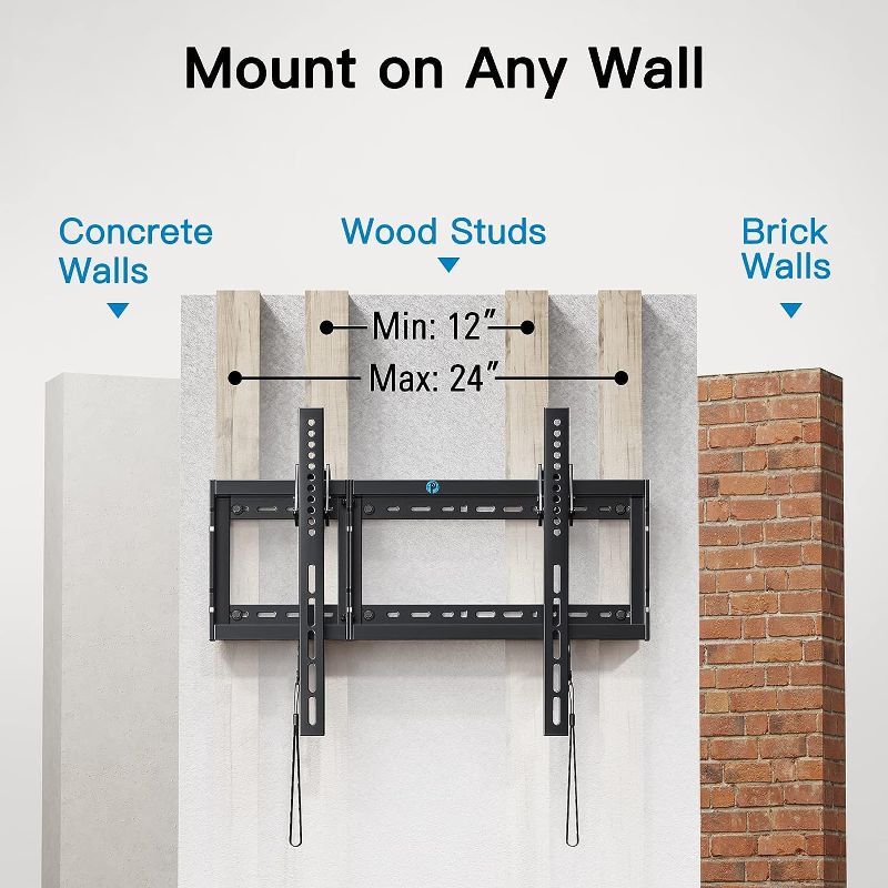 Photo 5 of Tilt TV Wall Mount Bracket Low Profile for Most 37-58 Inch LED LCD OLED Plasma Flat Curved TVs, Large Tilting Mount Fits Wood Studs Max 
