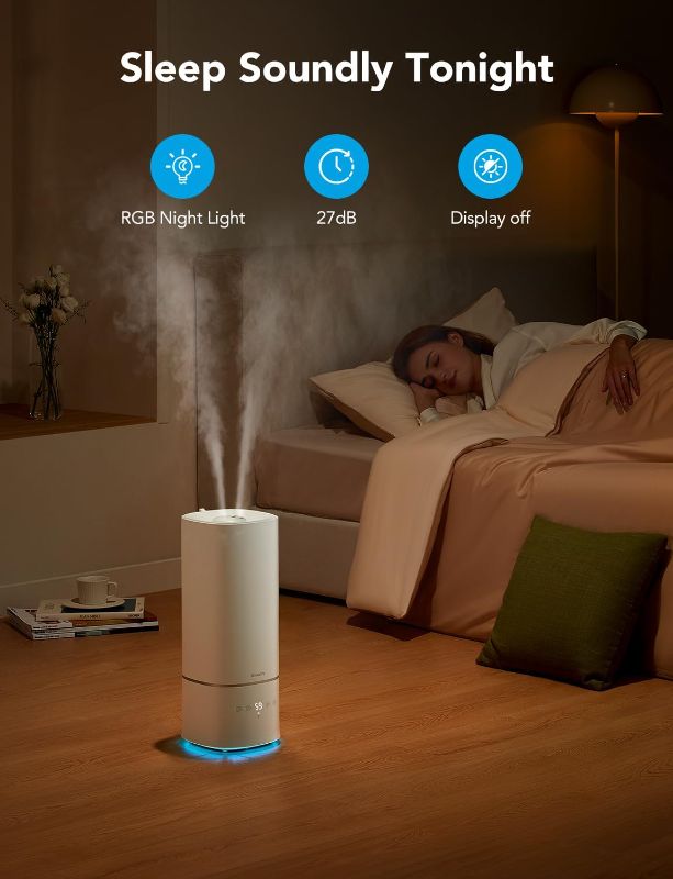 Photo 5 of GoveeLife Smart 6L Humidifiers for Home Large Room, Top Fill Coll Mist Humidifier for Bedroom Last Up to 60H, Dual 360° Rotation Nozzles, Voice Control, WiFi Essential Oil Diffuser for Baby, Plants
