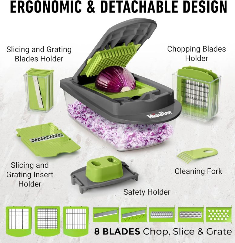 Photo 5 of Mueller Pro-Series 10-in-1, 8 Blade Vegetable Chopper, Onion Mincer, Cutter, Dicer, Egg Slicer with Container
