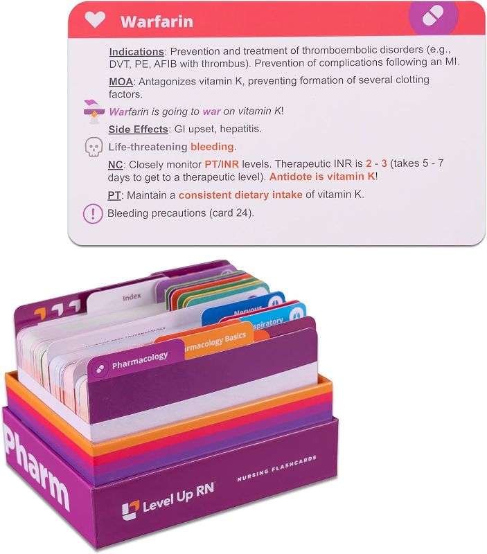 Photo 1 of Level Up RN – Pharmacology Flash Cards – No Fluff – Nursing School Essentials for Students – 2023-2024 NCLEX ATI HESI Review LPN RN Flash Cards (223 Cards) Edition #3

