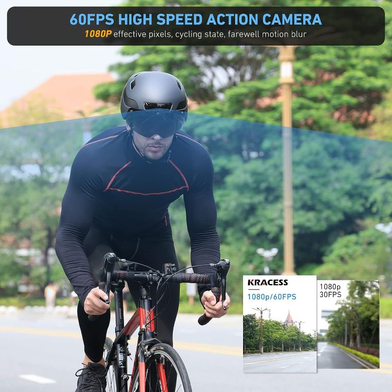 Photo 2 of KRACESS KRS-S1 Bike Helmets for Men Smart Helmets for Adults with 1080P 60 fps Sports Camera Dual Antenna Bluetooth Womens Bike Helmet 22"-24.4"
