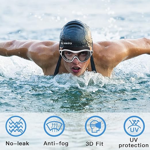 Photo 3 of Keary 2 Pack Swim goggles for Adult Youth with Soft Silicone Gasket, Anti-fog UV Protection No Leak Clear Vision Pool Goggles
