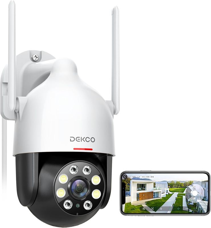 Photo 1 of DEKCO 2K WiFi Surveillance Security Camera Outdoor/Home/Dome, Pan-Tilt 360° View, 3MP, Motion Detection and Siren, 2-Way Audio,Full Color Night Vision,...
