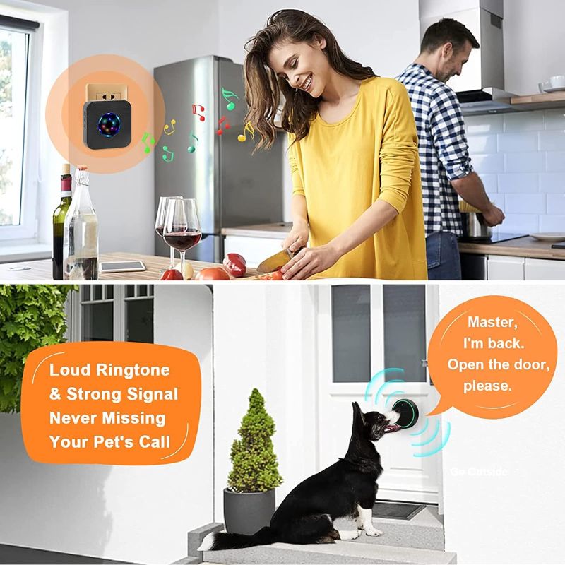 Photo 3 of CallToU Dog Doorbell Wireless Doggie Bell for Potty Training 3 Waterproof Touch Buttons 2 Portable Receivers (3 PACK)
