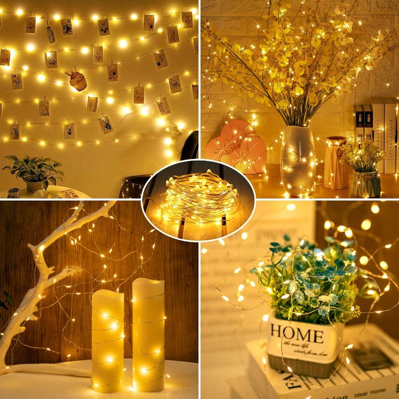 Photo 2 of YIAHT - 6 Pack Fairy Lights Battery Operated -7ft 20 LED Silver Wire String Lights Waterproof Mini Firefly Lights for Bedroom, Wedding, Mason Jars, DIY, Crafts, Christmas Garlands, Party Decor
