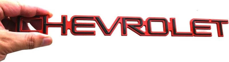 Photo 3 of 3D Raised and Strong Adhesive Decals Tailgate Emblem Car Badge Replacement for 1999-2007 Chevrolet Silverado Tahoe Suburban Trailblazer (Black/Red)
