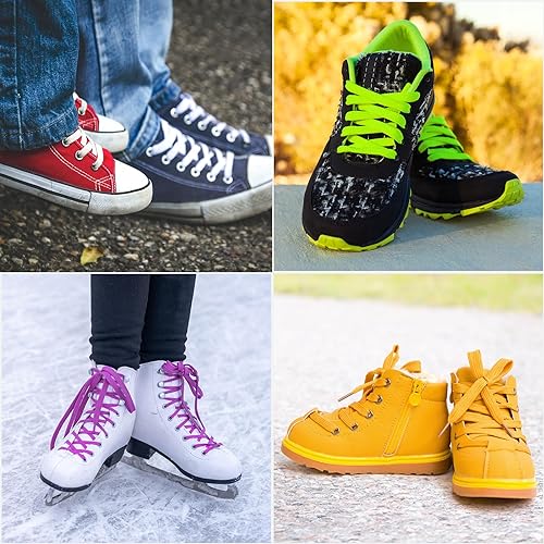 Photo 2 of Auihiay 24 Pairs 31" - 59" Flat Colored Shoe Laces, Shoe Strings Shoe Laces for Sneakers Skate Shoes Sports Shoes Boots
