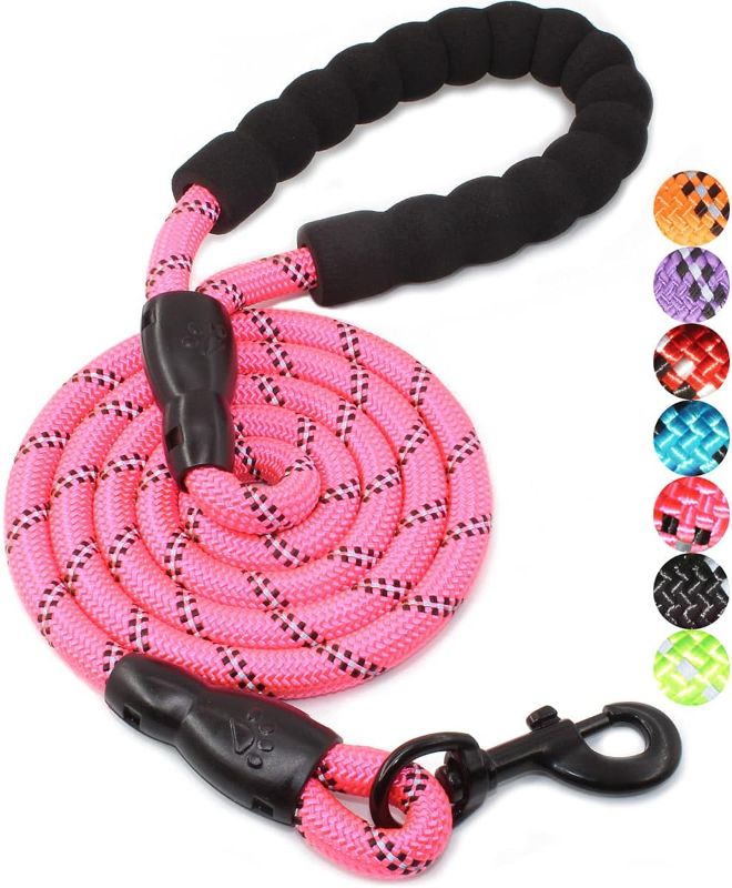 Photo 1 of  2/4/5/6 FT Dog Leash with Comfortable Padded Handle and Highly Reflective Threads for Small  Dogs (5FT-1/2'', Pink)
