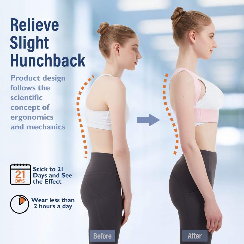 Photo 3 of Vicorrect Posture Corrector for Women and Men, Adjustable Upper Back Brace for Clavicle Support and Providing Pain Relief from Neck, Shoulder, and Upper Back S-M (25"-35")
