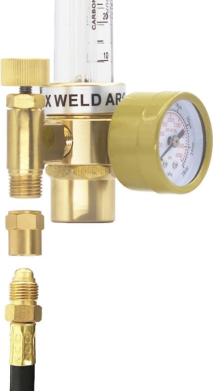 Photo 4 of Argon Regulator, Flow Meter Gas Regulator Gauge for Mig Tig Weld with Gas Hose Welding
