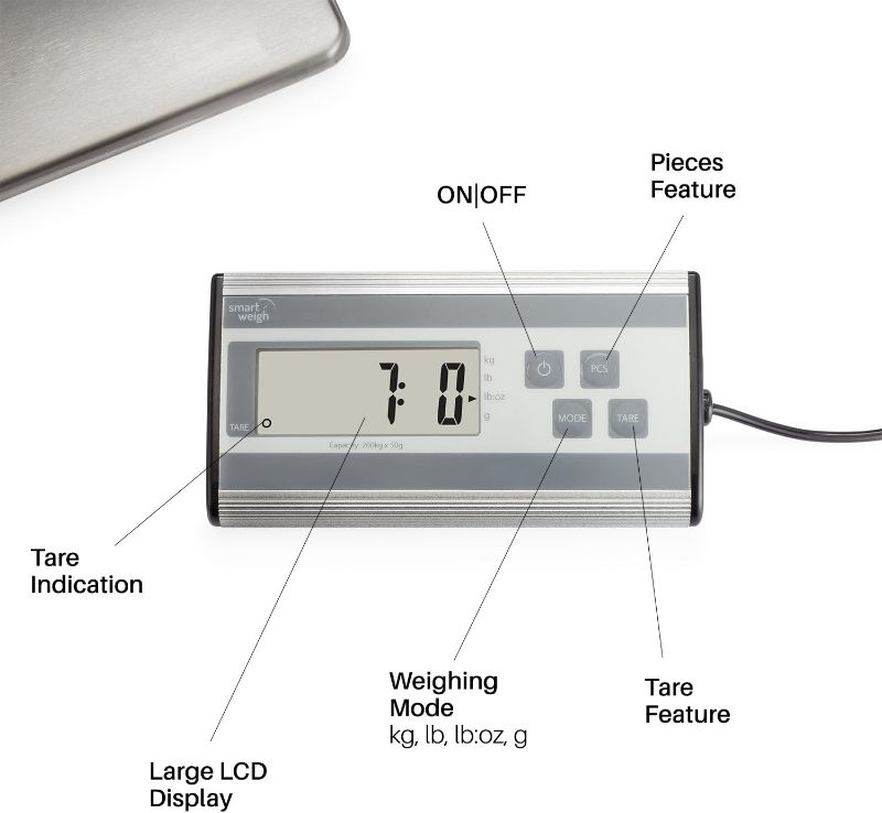 Photo 3 of Smart Weigh 440lbs x 6 oz. Digital Heavy Duty Shipping and Postal Scale, with Durable Stainless Steel Large Platform, UPS USPS Post Office Postal Scale and Luggage Scale
