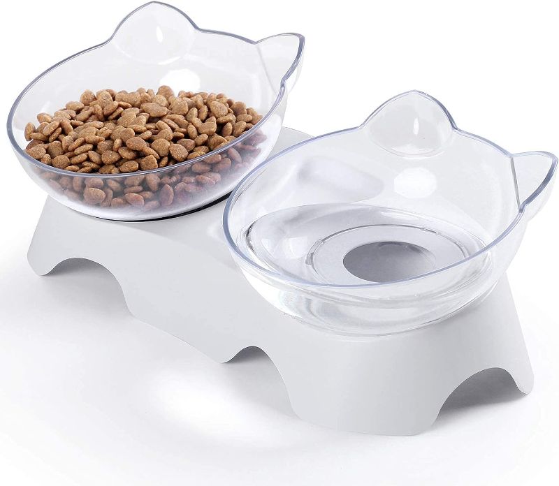 Photo 1 of MILIFUN Cat Food Bowls Elevated Tilted, Anti Vomiting Orthopedic Kitty Bowls for Puppy and Bunny, Indoor Cats.
