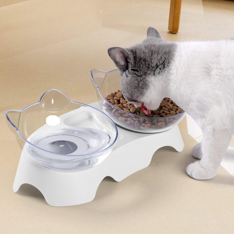Photo 2 of MILIFUN Cat Food Bowls Elevated Tilted, Anti Vomiting Orthopedic Kitty Bowls for Puppy and Bunny, Indoor Cats.
