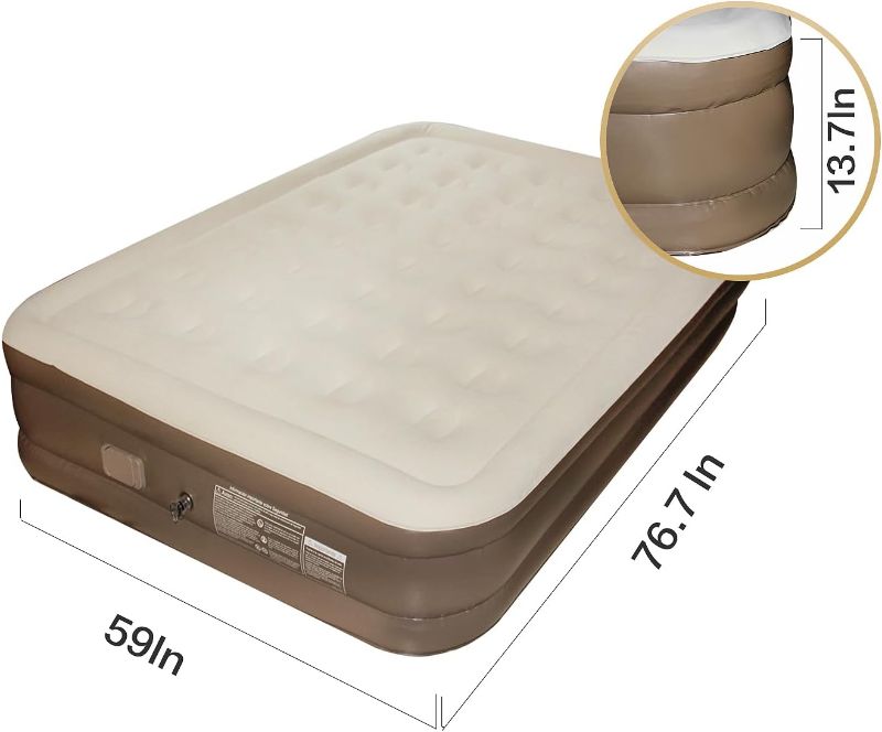 Photo 2 of Upgrade Queen Size Air Mattress  Supply,One Click Inflation and Deflation,Double High Blow Up Bed,Inflatable Camping Airbed
