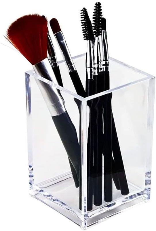 Photo 2 of 2 Pack Clear Acrylic Pencil Pen Holder Cup, Makeup Brush Holder Acrylic Desk Accessories
