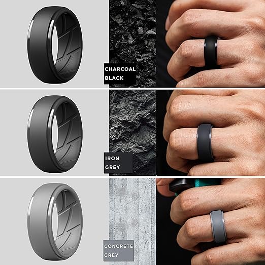 Photo 3 of ThunderFit Silicone Ring Men, Breathable with Air Flow Grooves - 6 PACK10mm Wide - 2.5mm Thick
