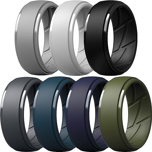 Photo 1 of ThunderFit Silicone Ring Men, Breathable with Air Flow Grooves - 6 PACK10mm Wide - 2.5mm Thick
