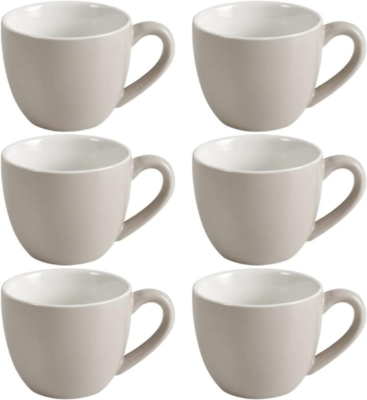 Photo 1 of homEdge Mini Procelain Espresso Cup, 3 Ounces / 90 ml Tiny Coffee Mugs Demitasse for Espresso, Tea- Set of 6, Light Gray

