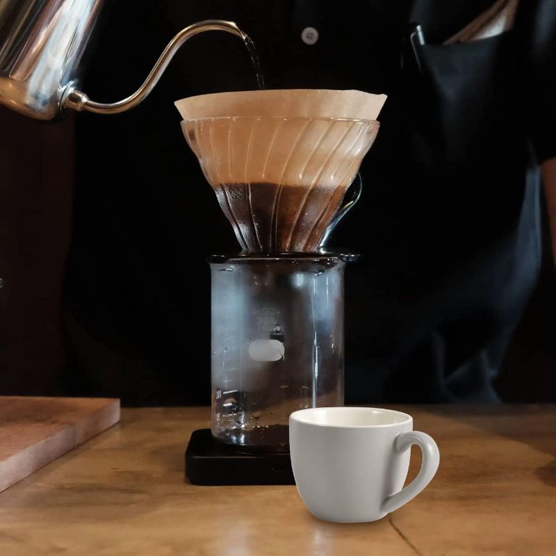 Photo 2 of homEdge Mini Procelain Espresso Cup, 3 Ounces / 90 ml Tiny Coffee Mugs Demitasse for Espresso, Tea- Set of 6, Light Gray
