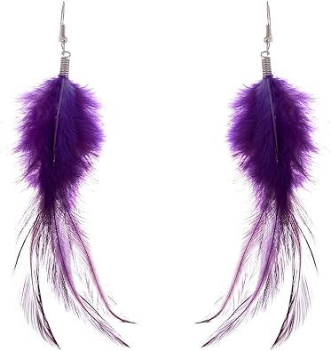 Photo 1 of Bohemian Style Feathers with Small Feather Tassel Dangle Earrings for Women and Girls (02004736)

