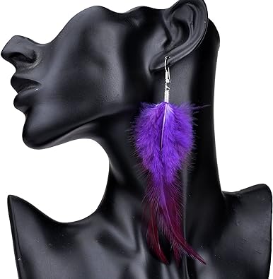 Photo 2 of Bohemian Style Feathers with Small Feather Tassel Dangle Earrings for Women and Girls (02004736)
