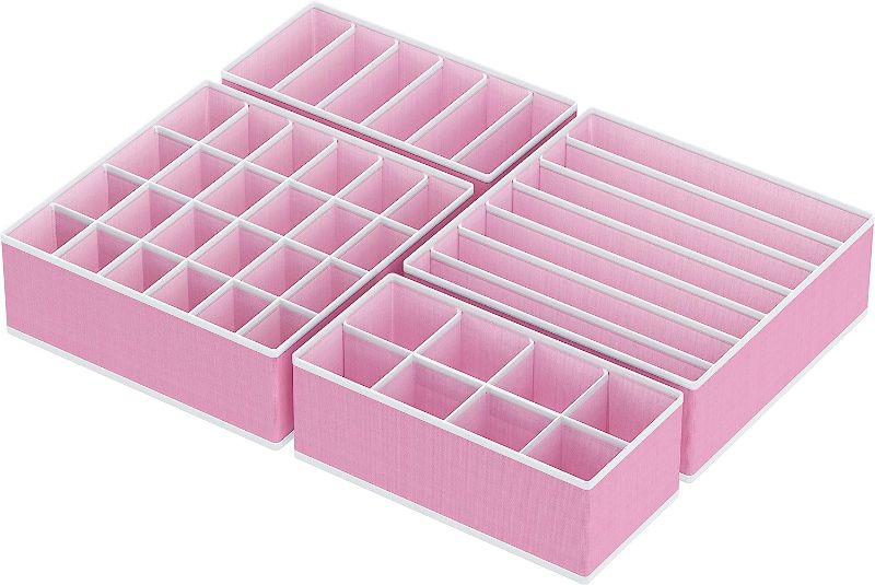 Photo 1 of Simple Houseware Closet Underwear Organizer Drawer Divider 4 Set, Pink
