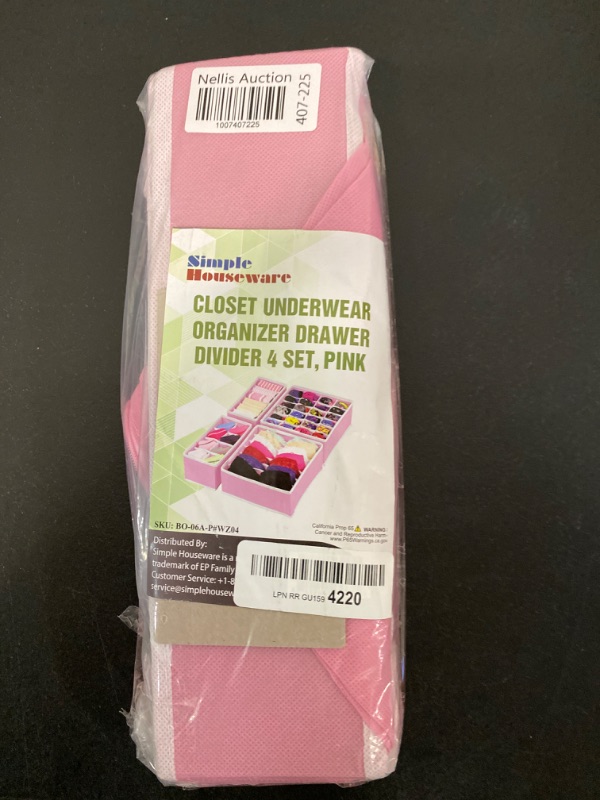 Photo 5 of Simple Houseware Closet Underwear Organizer Drawer Divider 4 Set, Pink
