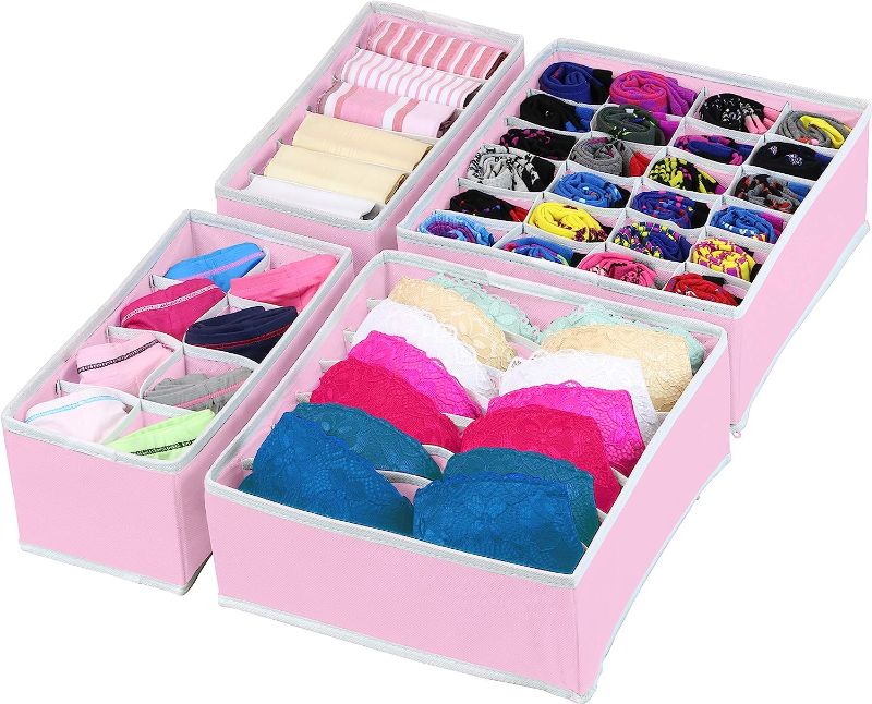 Photo 4 of Simple Houseware Closet Underwear Organizer Drawer Divider 4 Set, Pink
