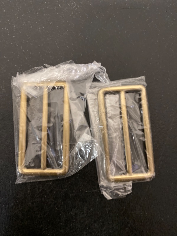 Photo 5 of CRAFTMEMORE 2 Inch Metal Slide Buckle Bag Belt Strap Keeper Slider Triglide Adjuster Purse Making Accessories 2 pcs SCSL (2 Inches Slider, Brushed Brass)
