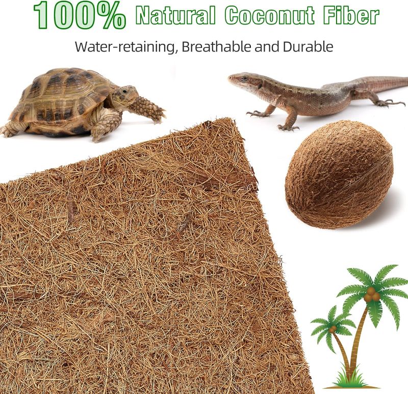 Photo 1 of SISIPAI LIFE Reptile Carpet Natural Coconut Fiber, " Tortoise Carpet Mat for Pet Terrarium Liner, Reptile Bedding Supplies for Lizard, Snake, Chameleon, Turtle, Bearded Dragon 2 piece
