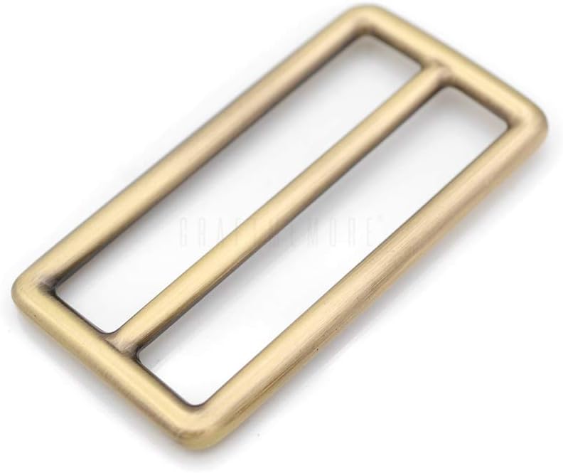 Photo 1 of CRAFTMEMORE 2 Inch Metal Slide Buckle Bag Belt Strap Keeper Slider Triglide Adjuster Purse Making Accessories 2 pcs SCSL (2 Inches Slider, Brushed Brass)
