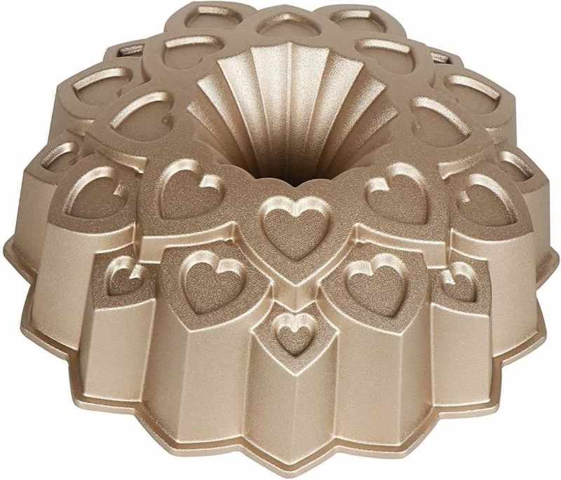 Photo 1 of Baker's Secret Bundt Cake Pan, Amour, Perfect for Bundt Cakes, Die Cast Aluminum Cake Pans, 10.1Cups capacity, 2 Layers Non-stick Coating For Easy Release, Cake Pan - (Amour)
