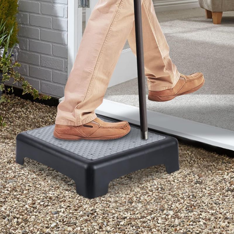 Photo 3 of KASSO Step Stool, Non-Slip Mobility Step Platform, Safety Riser Step Stools for Seniors & Adults, 420Lbs Capacity, Indoor/Outdoor Half Step for Stairs, Cars, Bed, Chair, Bathtub Gray
