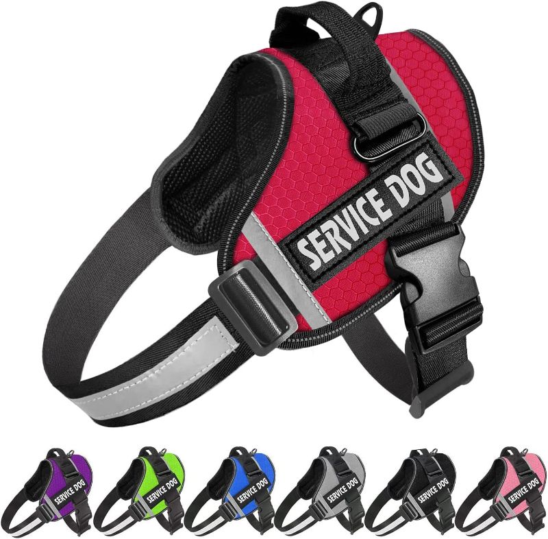 Photo 1 of Service Dog Vest and Leash Set, Reflective Dog Harness with 6 Velcro Patches for Outdoor Walking - Easy Control for Medium  Dogs -Size M
