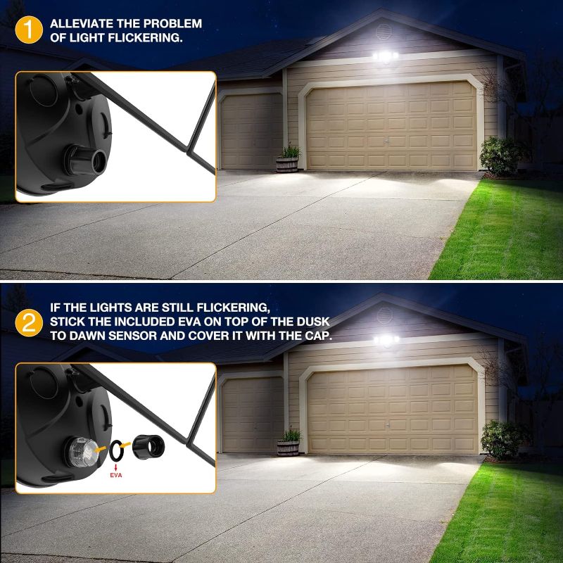 Photo 4 of Onforu 70W Dusk to Dawn Outdoor Lighting, 6200LM Exterior Flood Lights, IP65 Waterproof Dusk to Dawn Security Lights, 3 Adjustable Heads Wall Light, Daylight White Floodlights for Garage Patio Yard
