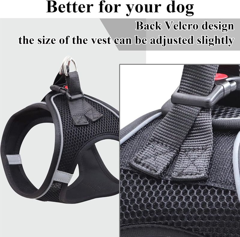 Photo 3 of Balabuki Dog Harness Vest for Small and Medium Dogs No Pull, Easy Walk Soft Step in Escape Proof Reflective Harness and Leash Set, L Black
