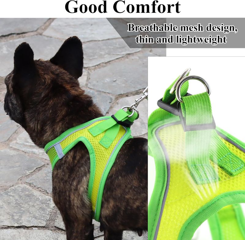 Photo 2 of Balabuki Dog Harness Vest for Small and Medium Dogs No Pull, Easy Walk Soft Step in Escape Proof Reflective Harness and Leash Set, XS (Yellow/Green)
