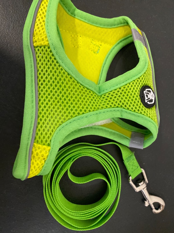 Photo 4 of Balabuki Dog Harness Vest for Small and Medium Dogs No Pull, Easy Walk Soft Step in Escape Proof Reflective Harness and Leash Set, XS (Yellow/Green)
