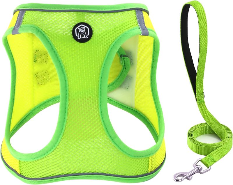 Photo 1 of Balabuki Dog Harness Vest for Small and Medium Dogs No Pull, Easy Walk Soft Step in Escape Proof Reflective Harness and Leash Set, XS (Yellow/Green)
